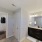 a bathroom with a large mirror