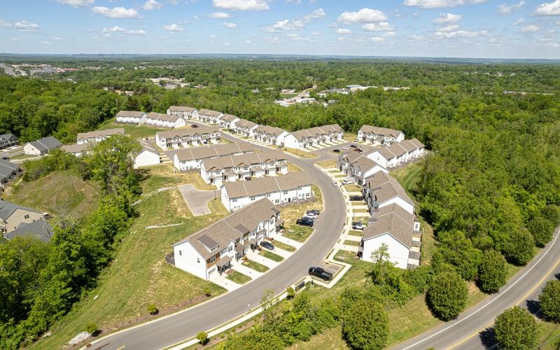 an aerial view of a neighborhood