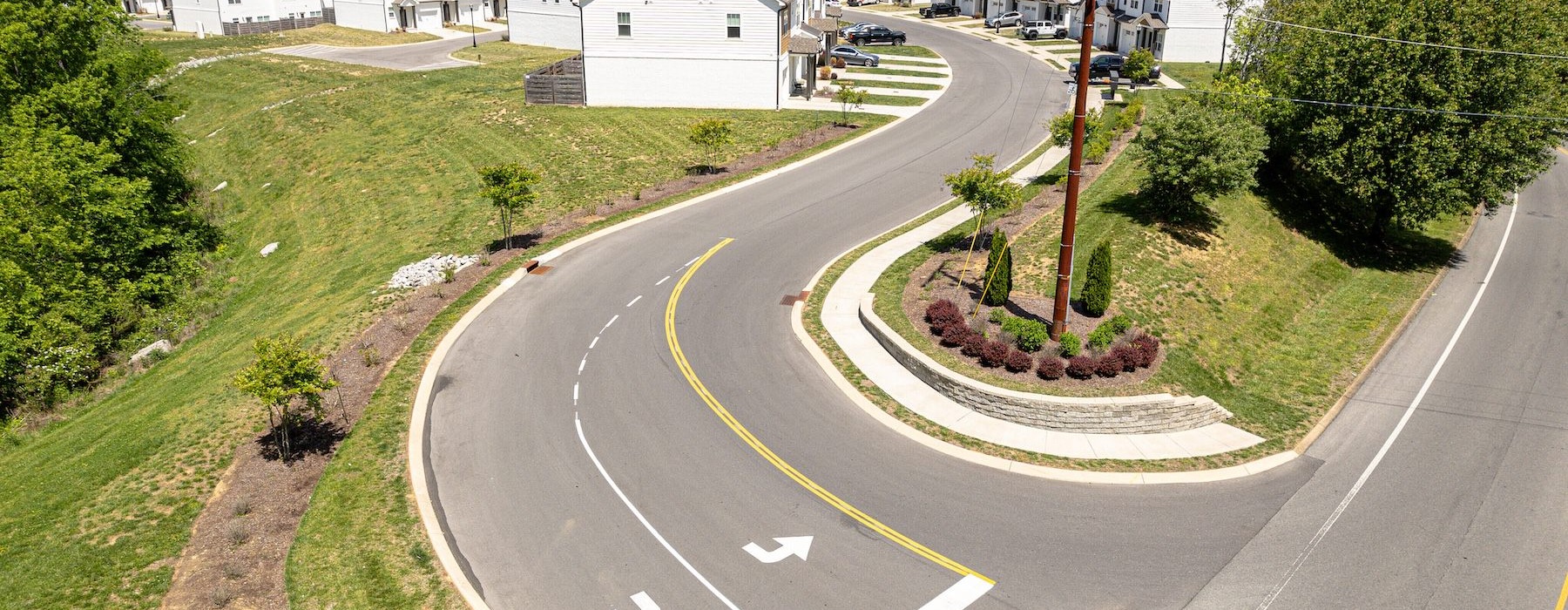 a road with houses along it